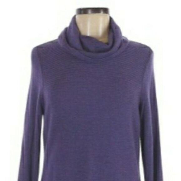 Adrienne Vittadini Knit Cowl Neck Tunic Mini Sweater Dress Purple‎ Non Itch Sz M - Picture 5 of 12